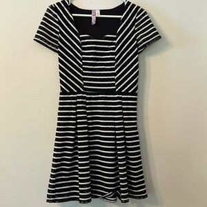 Eyelet striped mini dress